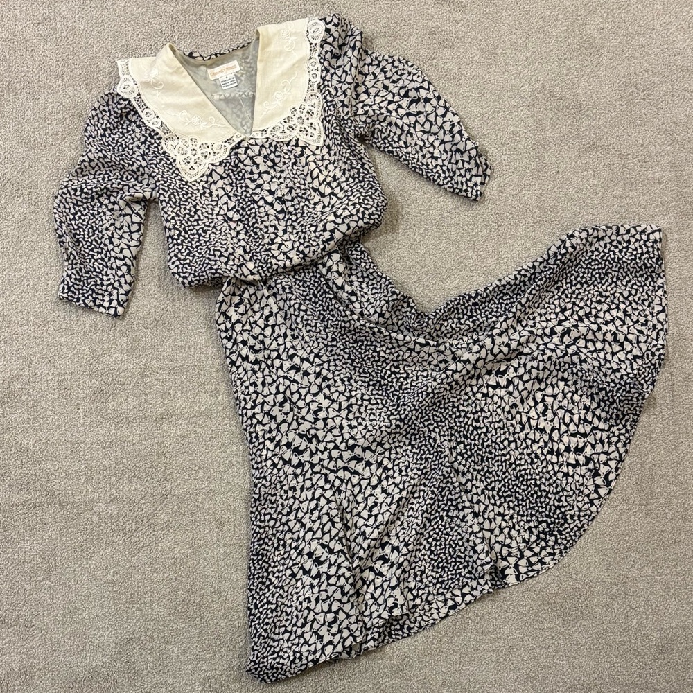90s Vintage Lace Collar Dress Sz 8
